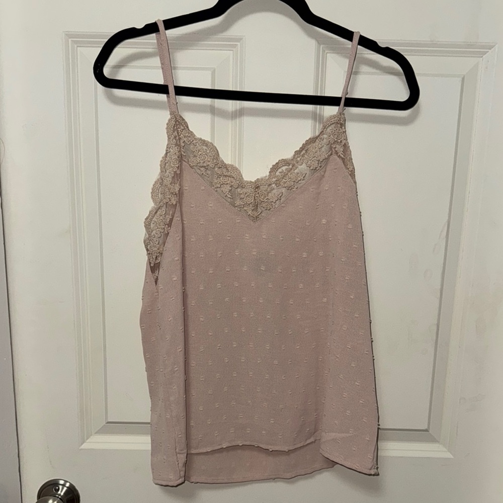 Lace Trim Pink Cami Top